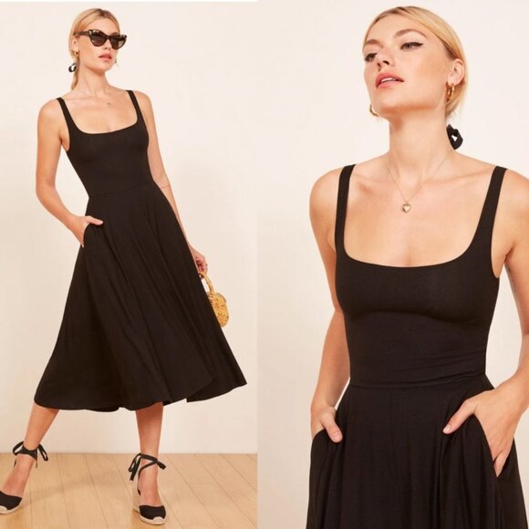 Reformation Rou Knit Midi Dress in Black - Picture 1 of 10
